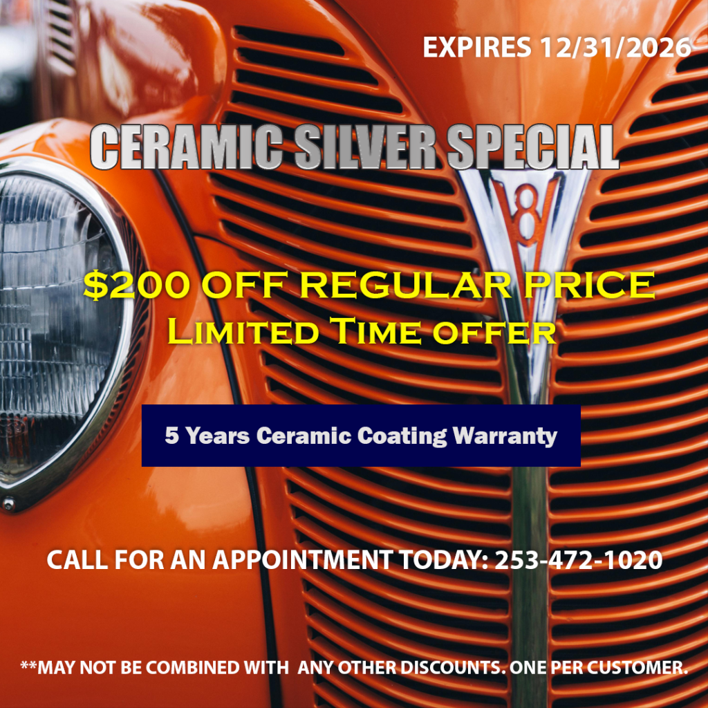 Ceramic Silver Package 5‑year warranty promotion at Pacific Avenue Auto Spa in Tacoma, WA